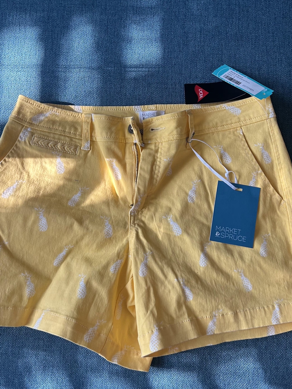 Market & Spruce Yellow Pineapple-Print Cotton Shorts